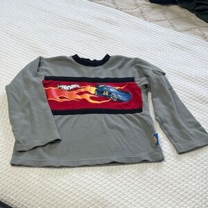 Gray Long-Sleeve Tee with Red hot wheels design
